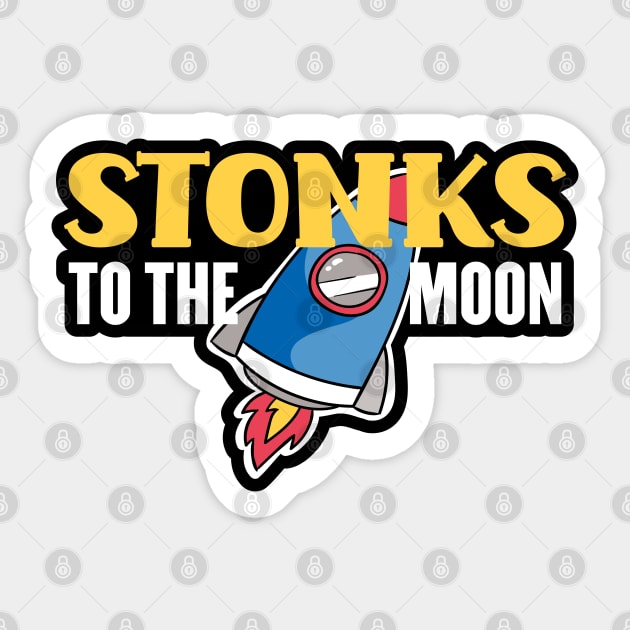 Stonks To The Moon Funny Day Trader Stock Trading Gift Sticker by markz66